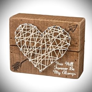 Heart String Art Wood Block Valentines Decor Gift